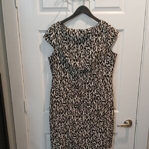 Alyx Black and Cream Animal Print Midi Dress